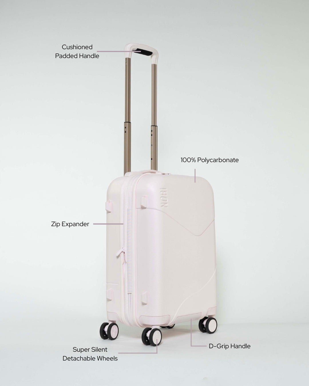 Carry On Wheelie Luggage In Millennial Pink | Cabin Size – NORI